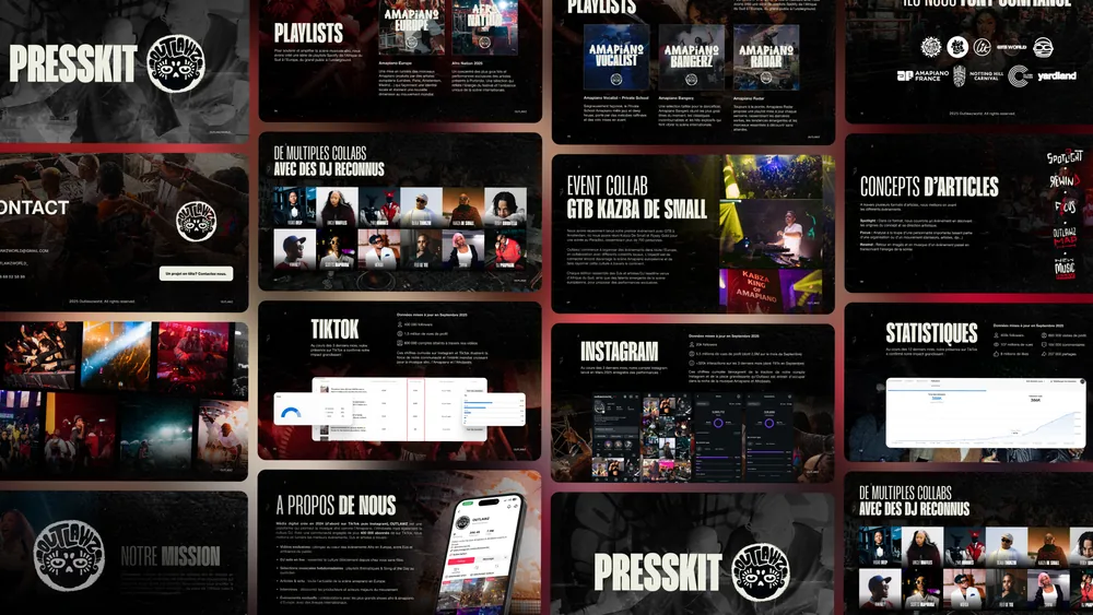 Outlawz brand identity and campaign artwork.